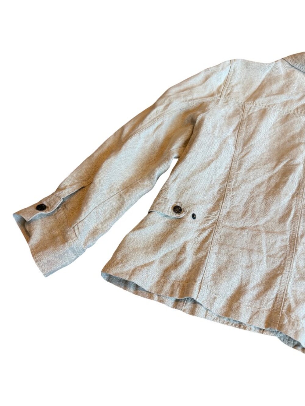 J. Jill Tan Linen Chore Jacket Casual Classy Button Front Collar X-Large Women's - Picture 11 of 12